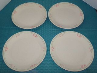 Set Of (4) Corning Corelle Usa Summer Blossoms 10 1/4 " Large Dinner Plates - Vgd