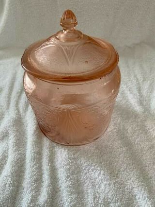 Vintage Antique Pink Depression Glass Footed Candy Dish Bowl With Lid
