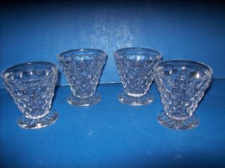 Four American Fostoria 3 Oz Cone Footed Cocktails - Fire Polished