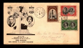 Canada 1939 Royal Visit Series Fdc / Cachet / Open Top - L14452