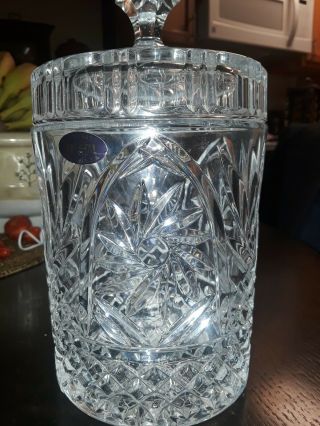Heavy Made In Usa24 Lead Crystal Biscuit Cookie Candy Jar W Lid 9 " X 5 "