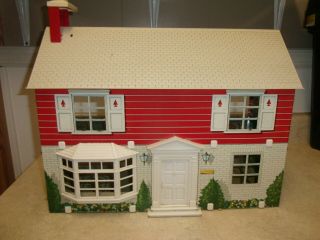 Vintage Marx Tin Metal Doll House 2 Story 1974 And 27 Piece Plastic Furniture