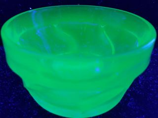 Blue Vaseline Glass James Town Pattern Candy Jam Nappy Dish Bowl Uranium Cobalt