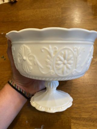 Vintage Milk Glass Pedestal Footed Bowl Dish