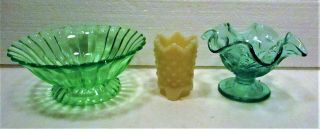 Fenton Group Of 3 Items,  2 Bowls,  And A Toothpick Holder