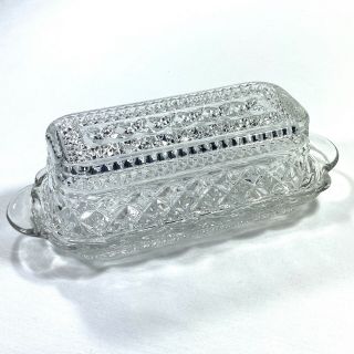 Butter Dish Vintage Anchor Hocking Wexford Clear Pressed Glass