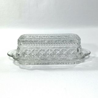 Butter Dish Vintage Anchor Hocking Wexford Clear Pressed Glass 2