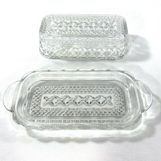 Butter Dish Vintage Anchor Hocking Wexford Clear Pressed Glass 3