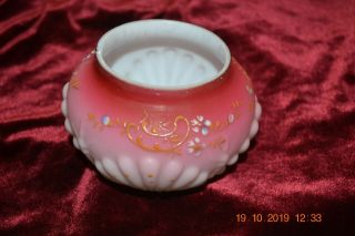Vintage Dainty Milk Glass Bowl Vase W/ Hand Painted Flowers Scallop Design/pink