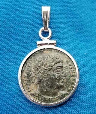 Constantine The Great Ancient Roman Coin 925 Solid Silver Pendant Charm