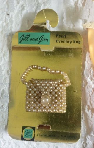Vtg.  Vogue Jill Doll Pearl Evening Bag With Doll And Accessories 1950 