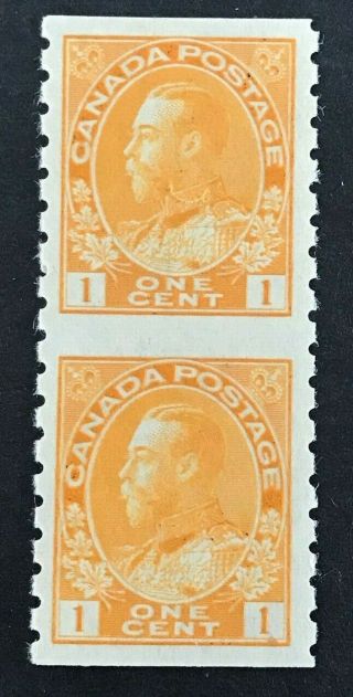 Canada Kgv 1922 Sg256a 1c Vertical Coil Pair Imperf Between Mnh Cat £180