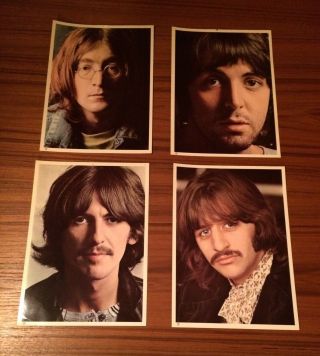 Set Of 4 - 8 " X 10 " Glossy Color Photo Head Shots From The Beatles White Album