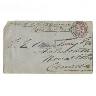 Rare 1899 Uk Cover Sent On - Board Ss Germanic White Star Line To Falmouth Ns
