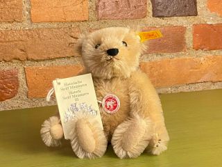 Steiff Historic Miniature Teddy Bear 7 " Barle Pab 1905 Button Tags Tan Mohair 5
