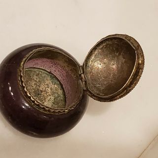 Art Deco Nouveau Silver Plate lid amethyst purple Glass Trinket Box Powder Jar 2