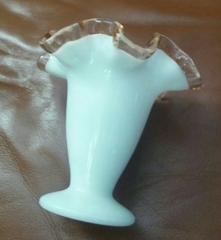 Rare Fenton Peach Silvercrest Vase Footed