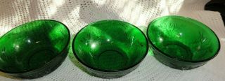 Vintage Forest Green Oatmeal Glass Bowls Anchor Hocking Set 3