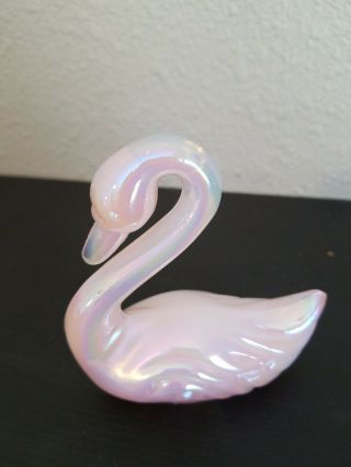 Vintage Fenton Rosalene Pink Slag Swan Figurine