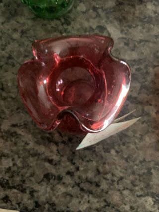 Vintage Hand Crafted Fenton Red Country Cranberry Vase 2