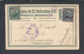 El Salvador 1922 Postcard Santa Ana To Sackville Brunswick Canada
