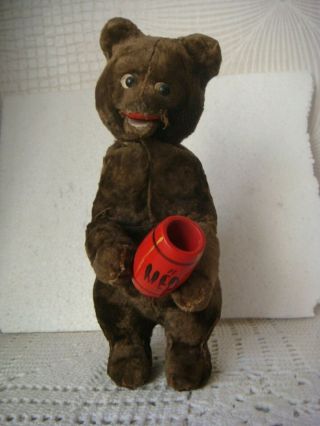 Rrr Rare 1950 " S Ussr Russian Soviet Mechanical Plush Toy Doll Bear & Key