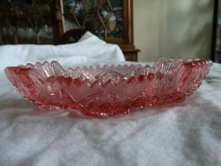 Eapg Imperial Glass Pink Nucut 212 Aka " Diamond With A Fan " Olive Dish Euc