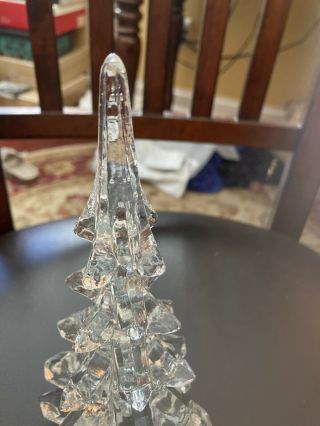 Vintage Enesco Solid Art Glass Christmas Tree 8” Clear Crystal Decorative 3