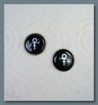 Prince Rogers Nelson Jewelry - Love Symbol Button Style Paisley Park Earrings