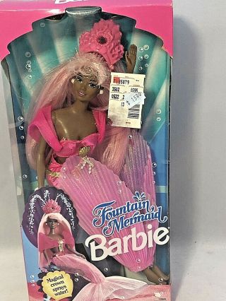 1993 Barbie Fountain Mermaid African American 15022sprays Water Displayed Doll