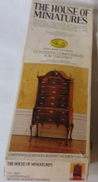 House Of Miniatures Chippendale Highboy Furniture Kit 40023 Open Box Instruction