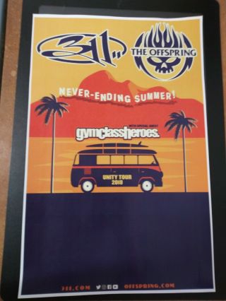 311 The Offspring Never Ending Summer 11x17 Promo Tour Oncert Poster Cd Lp Shirt