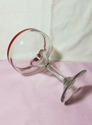Collectible Vintage Large Ruby Red Trimmed Blown Glass Margarita Goblet 3