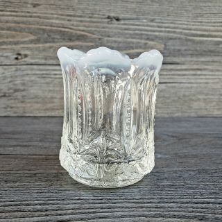 Antique Toothpick Holder Jefferson Glass Iris Clear Opalescent Eapg Matches