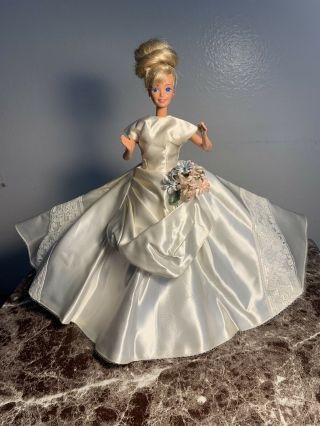 Vintage Barbie Satin & Lace Wedding Gown Exquisitly Made Euc