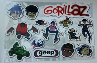 Gorillaz Set Of 14 Band Stickers From 2001