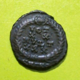 Theodosius Couronne Lauriers VOT Monnaie Romaine SUP coin bronze theodose N99 2