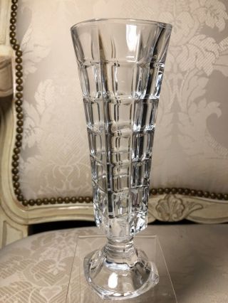 Crystal D’arques Soliflor Bud Vase Clear 24 Lead Crystal Block Pattern 7”