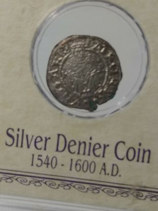 Austrian/Hungarian Silver Denier Coin (1540 - 1600 AD) - 