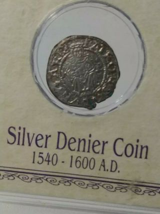 Austrian/Hungarian Silver Denier Coin (1540 - 1600 AD) - 