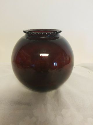 Vintage Anchor Hocking Royal Ruby Red Scalloped Vase.  A11