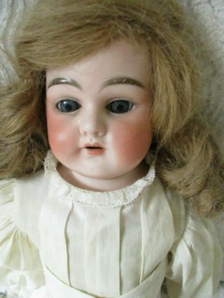 Antique SPECIAL Germany Porcelain/Bisque Leather Sleepy Blue Eyed 23 