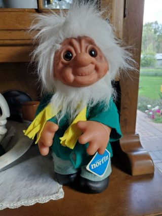 Vintage 1979 Dam Troll Doll 14 " Cute Collectible Made In Denmark Grandpa