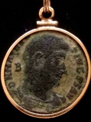 Magnentius Large 23mm Authentic Ancient Roman Coin Gold - Filled Pendant Necklace