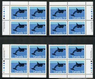 Weeda Canada 1173 Vf Mnh M/s Of Pbs,  57c Killer Whale On Rolland Paper Cv $30