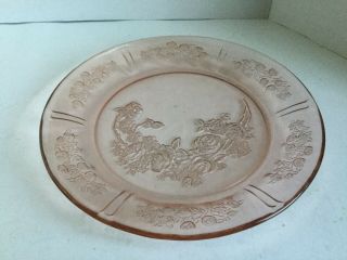 Vintage Pink Depression Glass Dinner Plate (9 "),  Sharon Cabbage Rose Guc