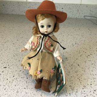 Vintage 8” Madame Alexander - Kins Cow Girl Doll W/hangtag And Clothes Tag Cute