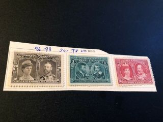Canada Stamp Scott 96 - 98 Ng Scv 78.  00 D125