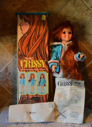 Crissy Doll By Ideal 18 " Tall Hair Mechanism Box Paperwork 1969