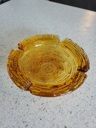 Vintage Anchor Hocking Amber Gold Lido Soreno Pattern Glass Ash Tray